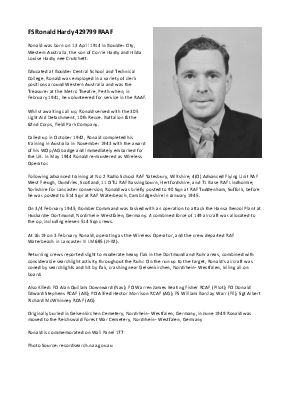 A preview of a PDF biography for Hardy, Ronald